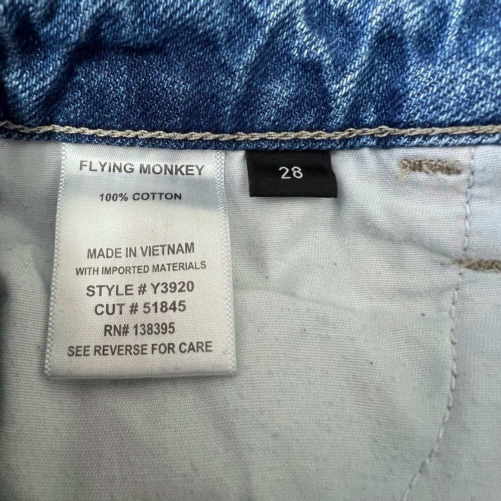 Flying Monkey Distressed Straight Leg Jeans Womens 28 Cropped Raw Hem Ripped - Picture 4 of 11